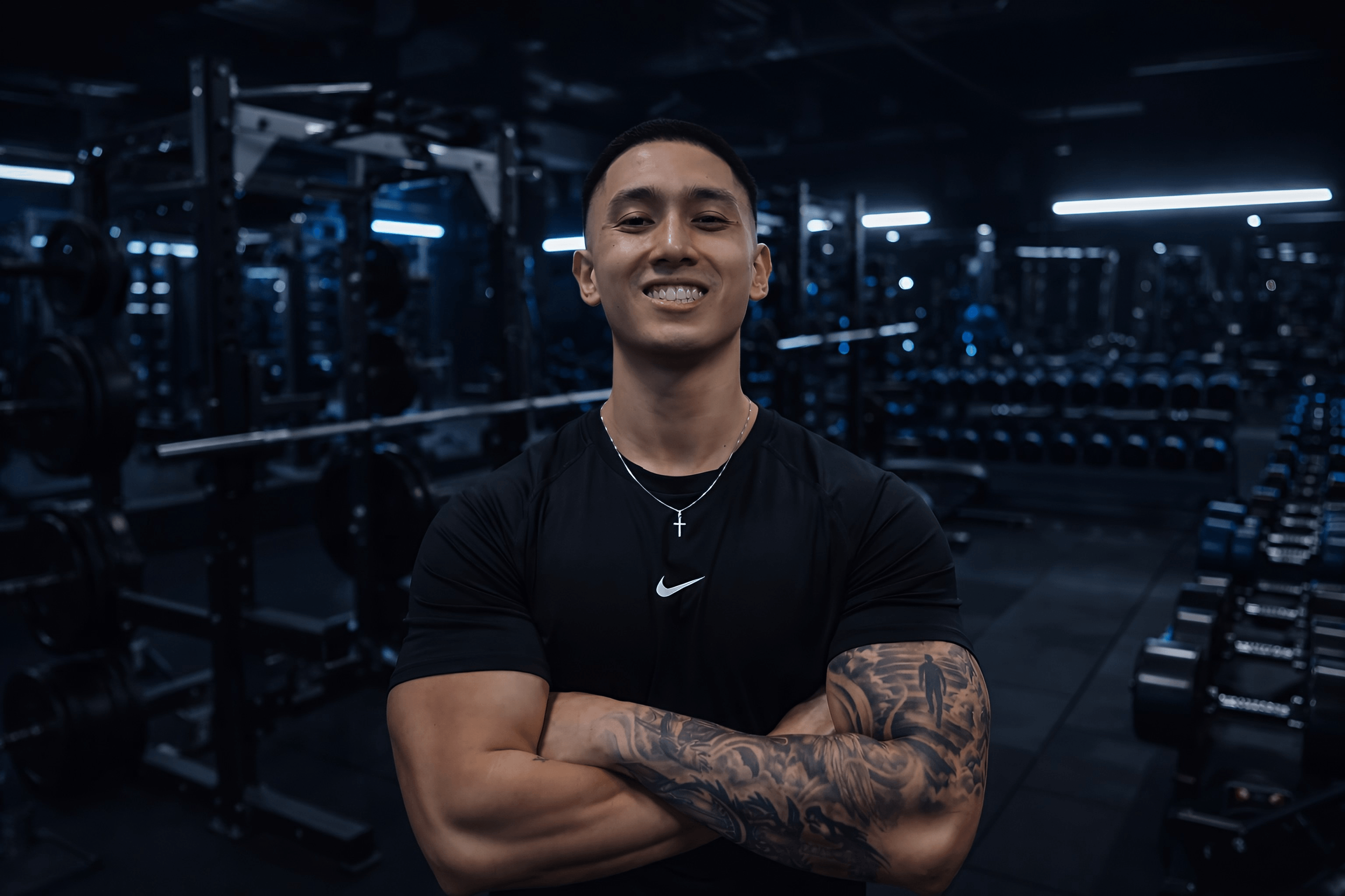 Cristian Santo Domingo, Orange County personal trainer and strength coach, preparing for training session.